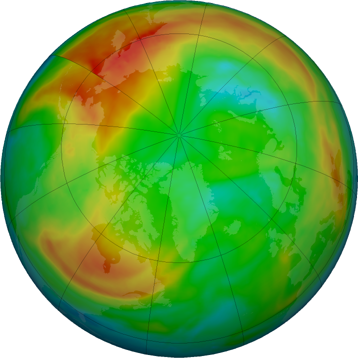 Arctic ozone map for 25 January 2022
